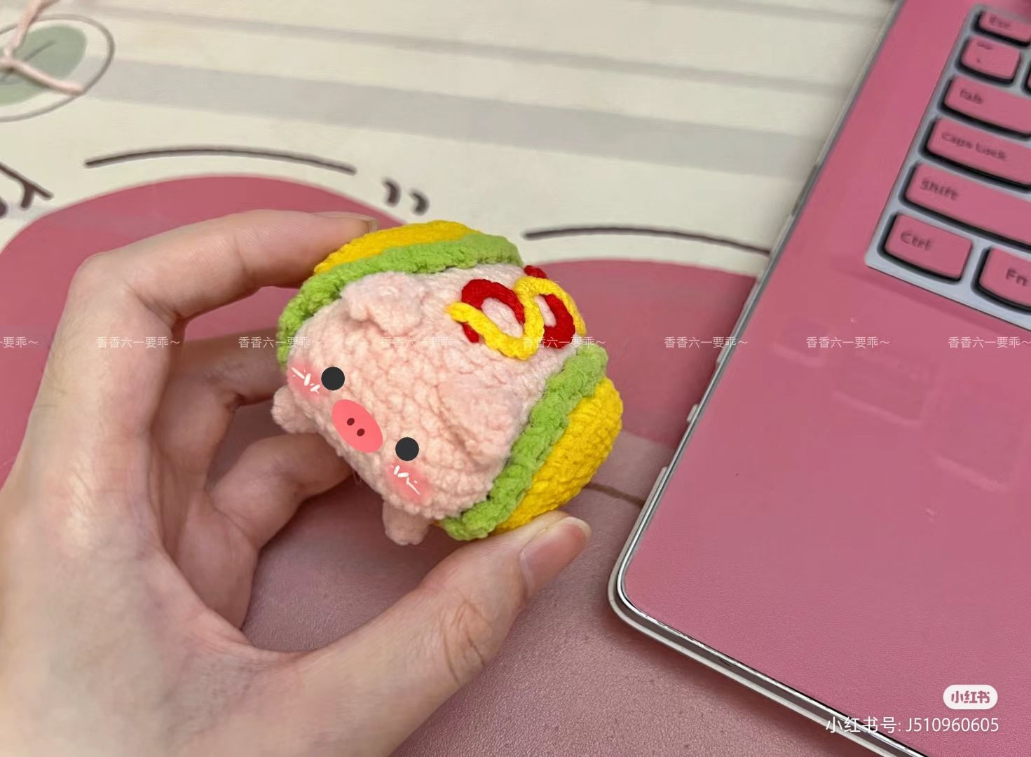 Cute Crochet Cat Keychain Pattern: Tangyuan Cat with Candy and Strawberry Tutorial