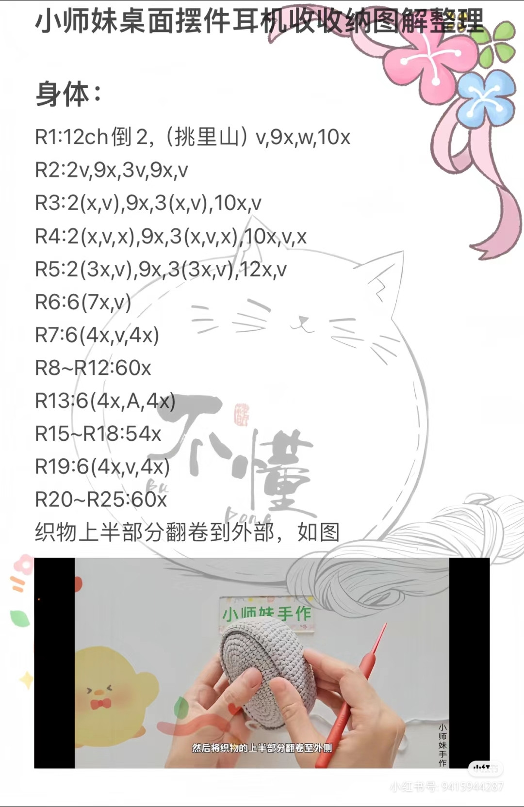 Cute Crochet Cat Storage Pendant Pattern