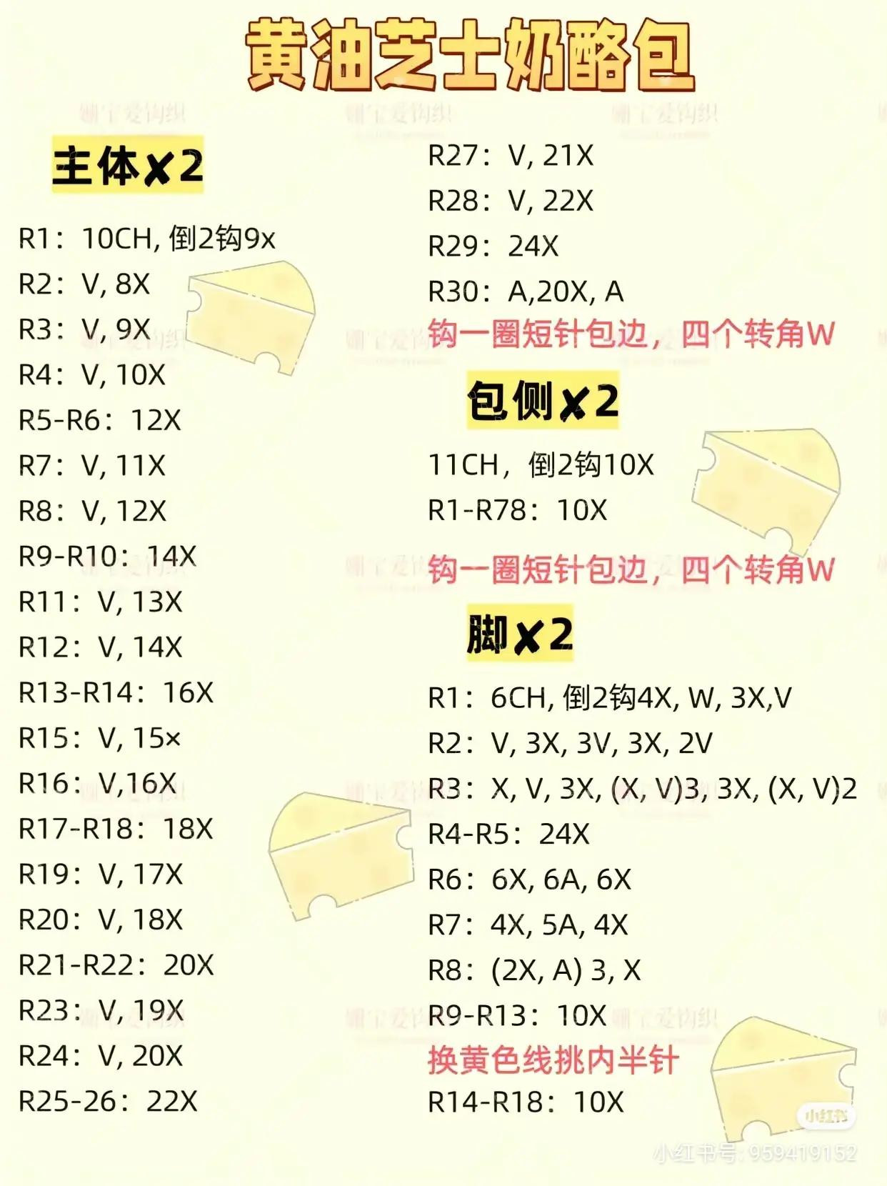 Cute Crochet Cheese Bag and Brown Bear Tote Pattern with Pixel Chart