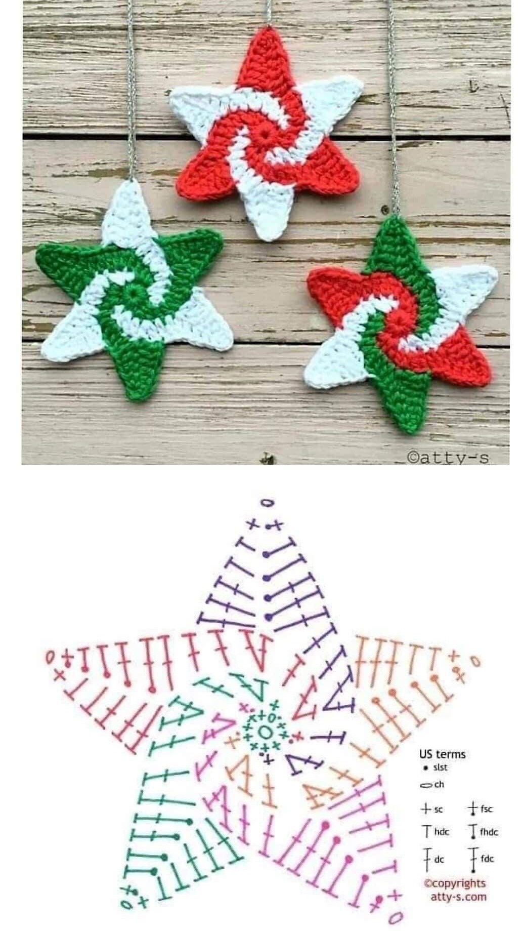 Cute Crochet Christmas Ornaments: Santa, Stars & Snowflakes Flat Charts