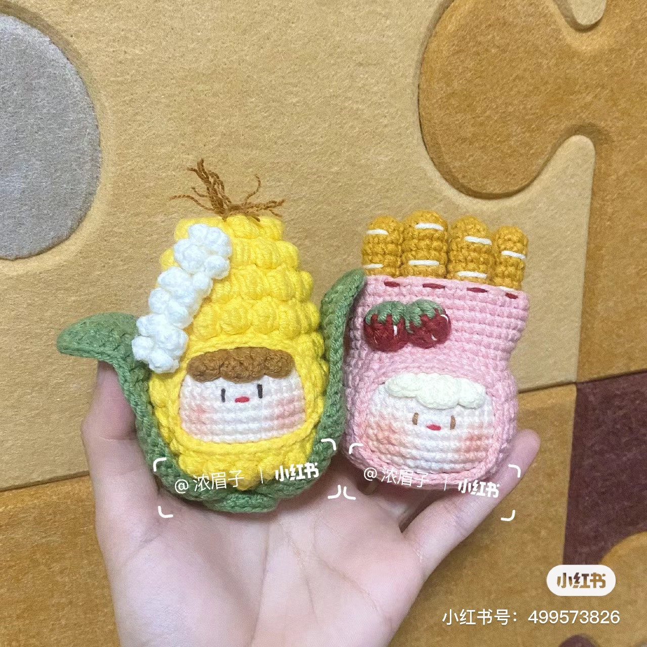 Cute Crochet Corn and French Fries Doll Pattern Chart