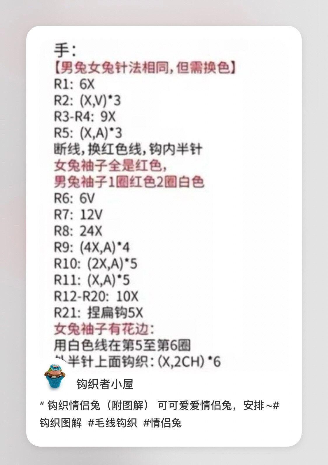 Cute Crochet Couple Rabbit Amigurumi Pattern with Detailed Chart Instructions