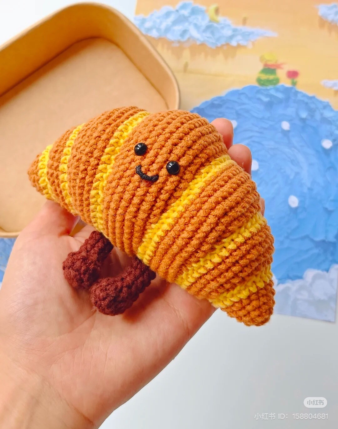 Cute Crochet Croissant Amigurumi Pattern with Legs and Face