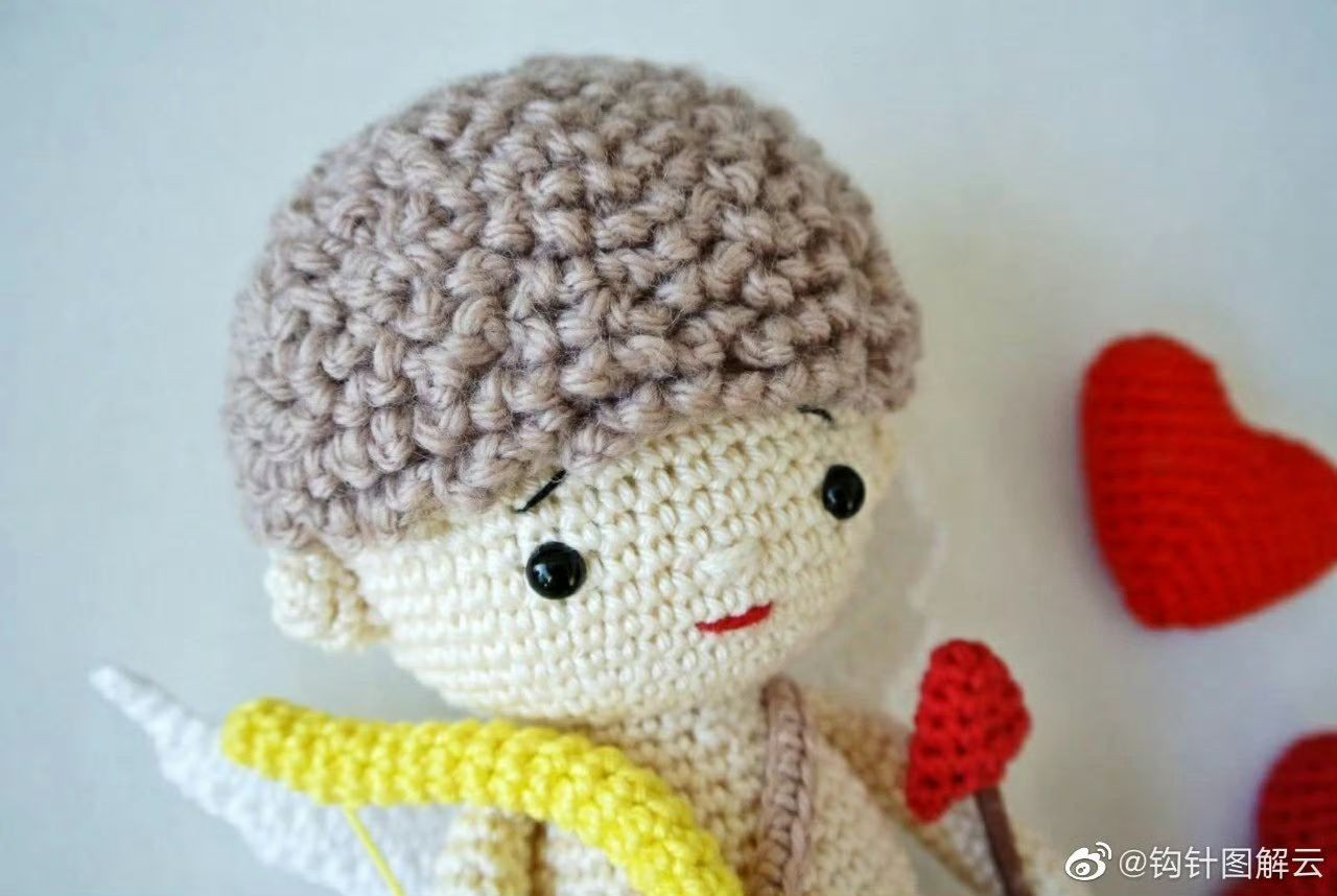 Cute Crochet Cupid Amigurumi Doll Pattern with Bow and Arrow