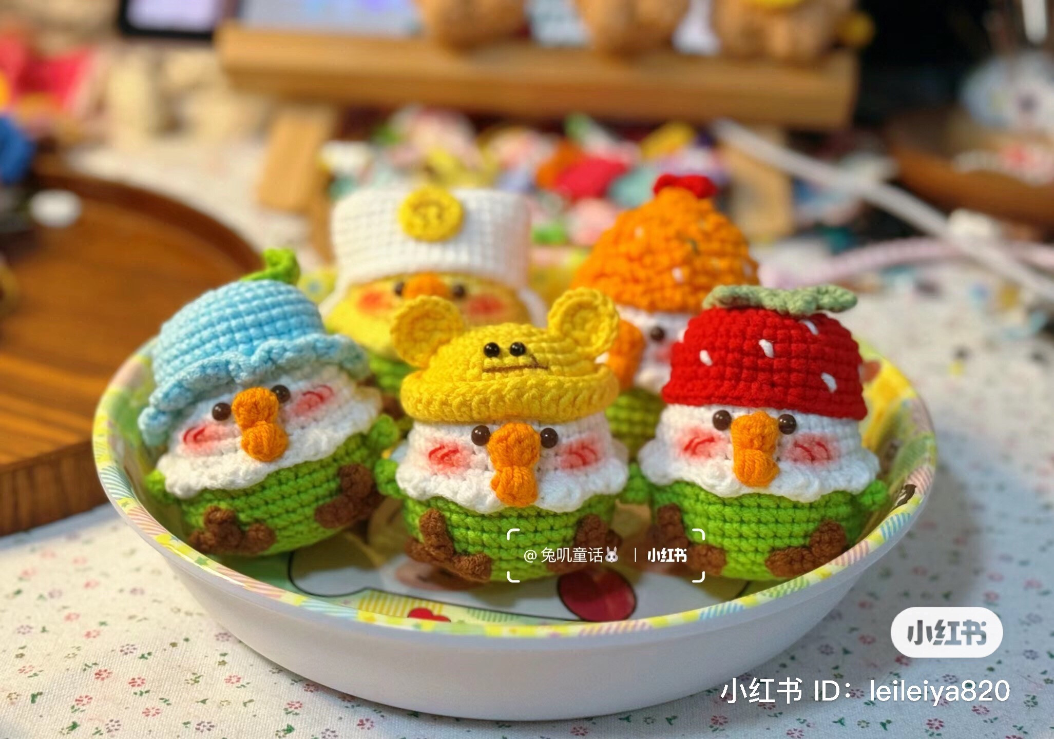 Cute Crochet Dwarf Doll Chart with Colorful Hats