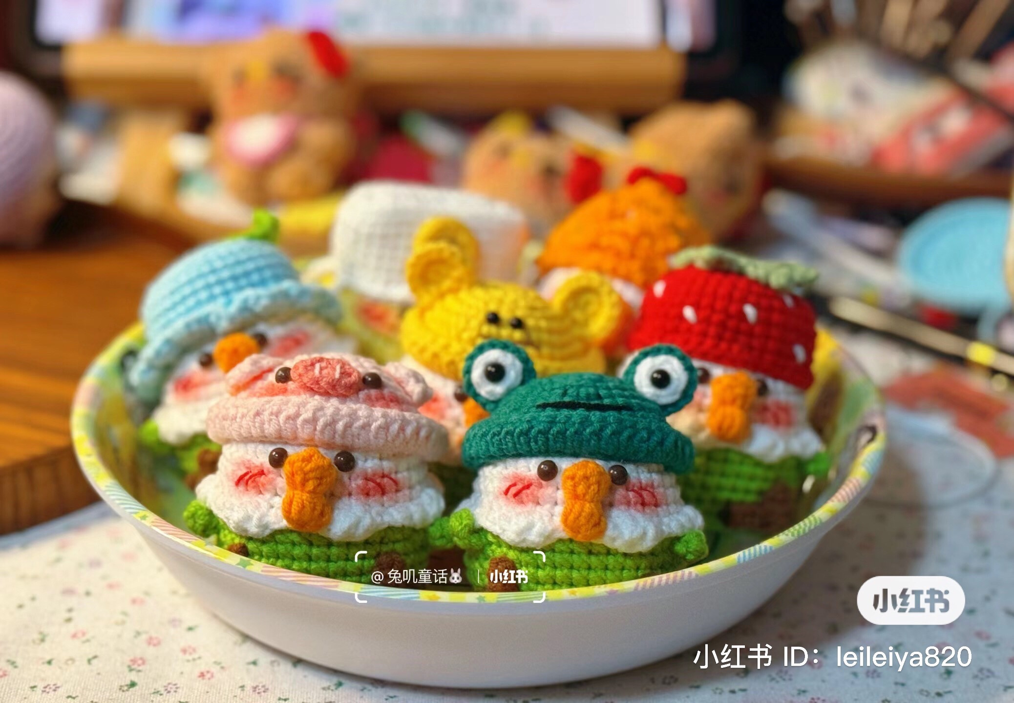 Cute Crochet Dwarf Doll Chart with Colorful Hats