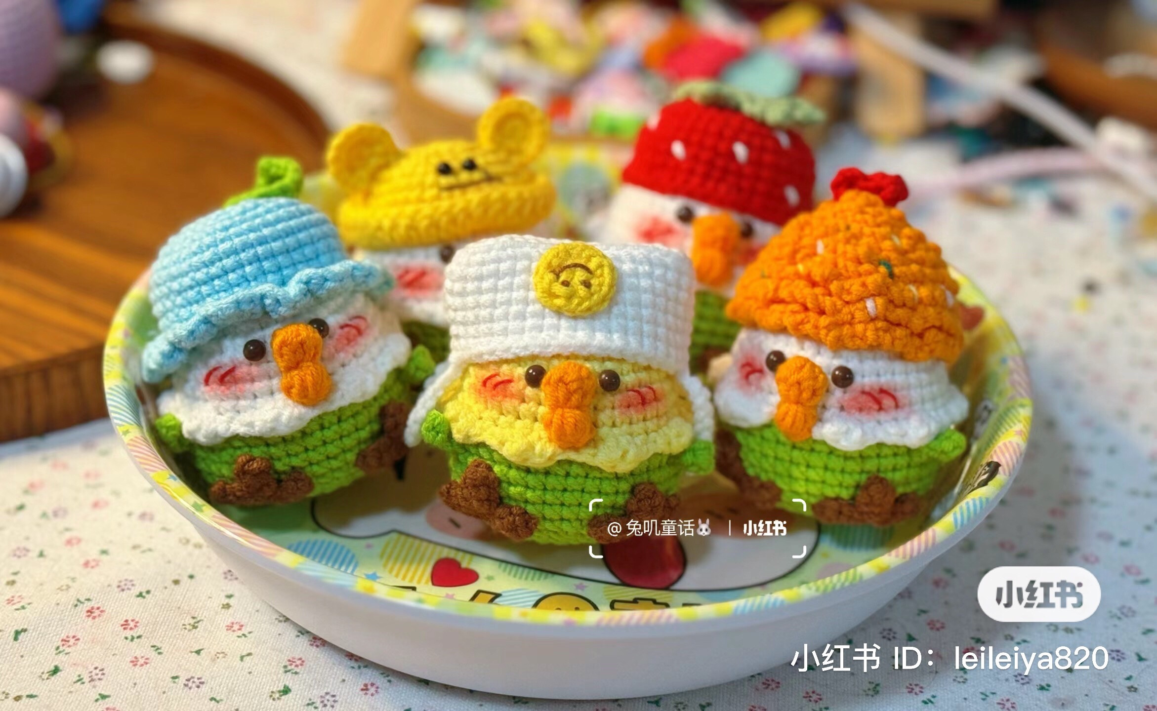 Cute Crochet Dwarf Doll Chart with Colorful Hats