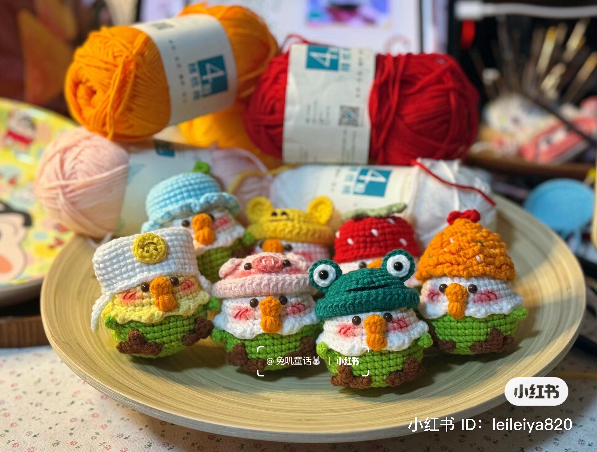 Cute Crochet Dwarf Doll Chart with Colorful Hats