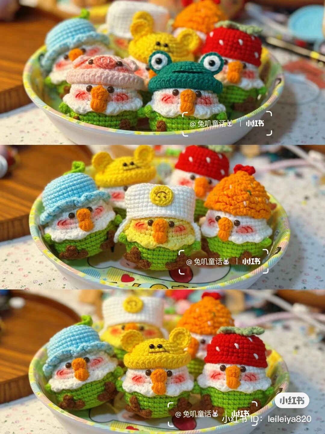 Cute Crochet Dwarf Doll Chart with Colorful Hats