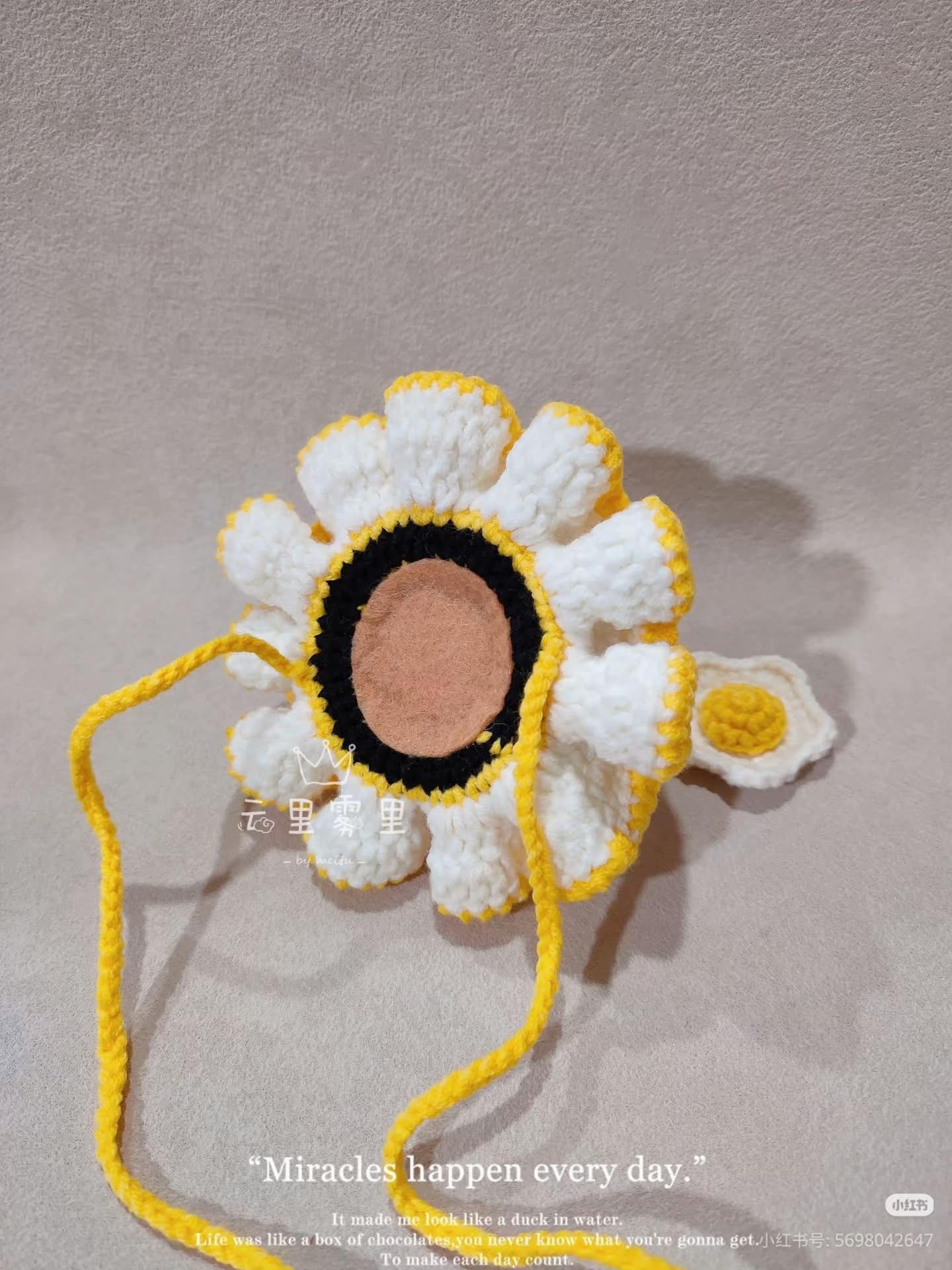 Cute Crochet Elf Hat with Bee and Fried Egg Pattern Chart