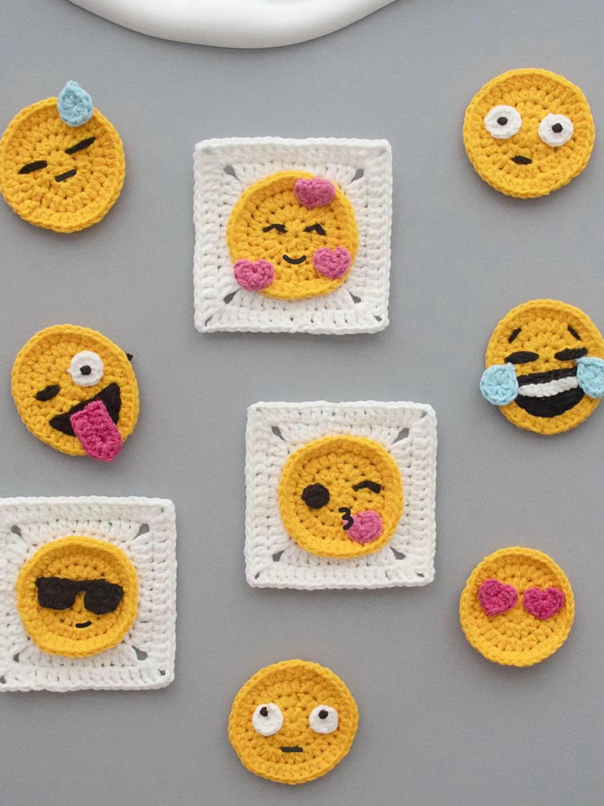 Cute Crochet Emoji Granny Squares Pattern Chart