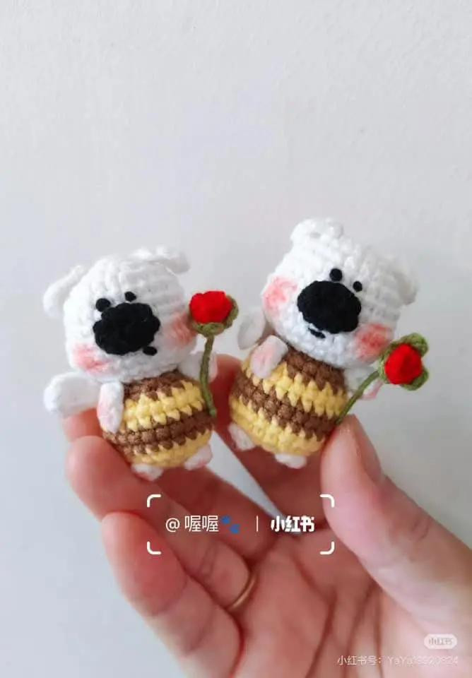 Cute Crochet Flower Dog Doll Pattern with Frog Bag