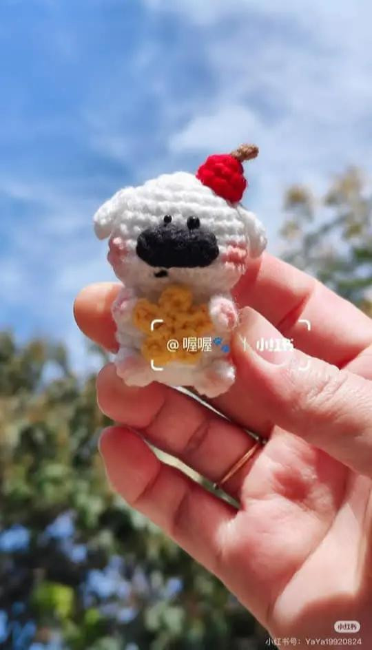 Cute Crochet Flower Dog Doll Pattern with Frog Bag