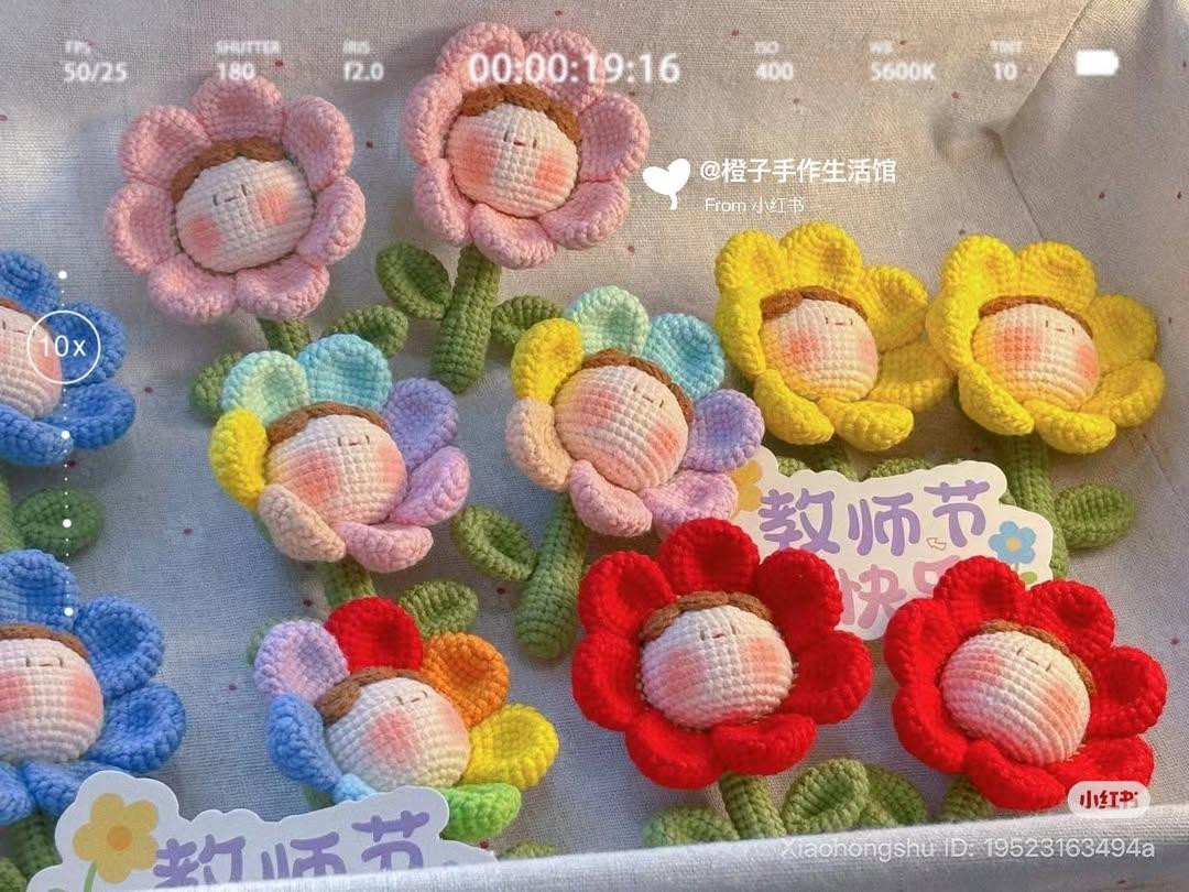 Cute Crochet Flower Doll Pattern Chart with Instructions