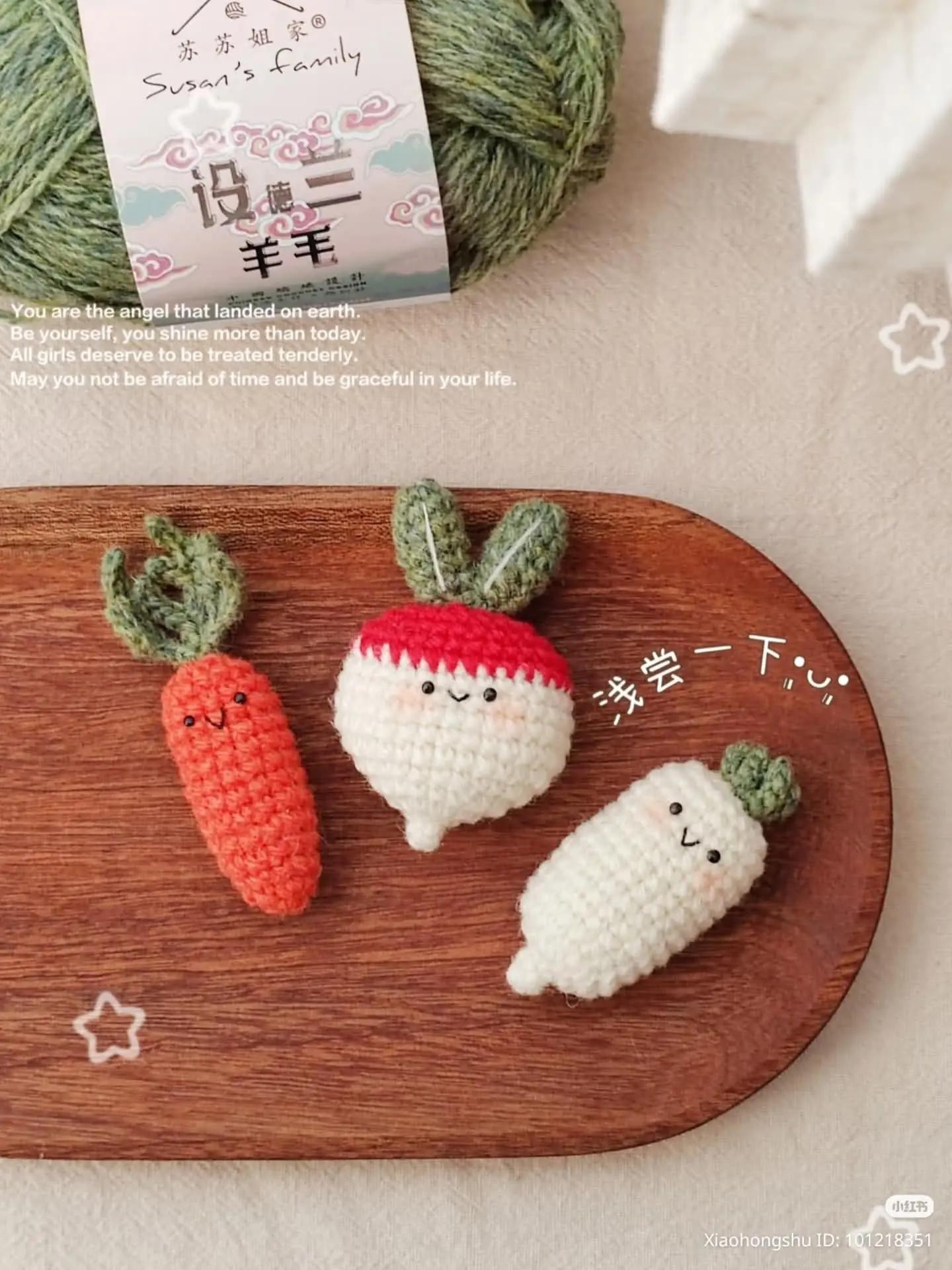 Cute Crochet Food Pattern Chart: Fried Egg, Tomato, and Vegetables