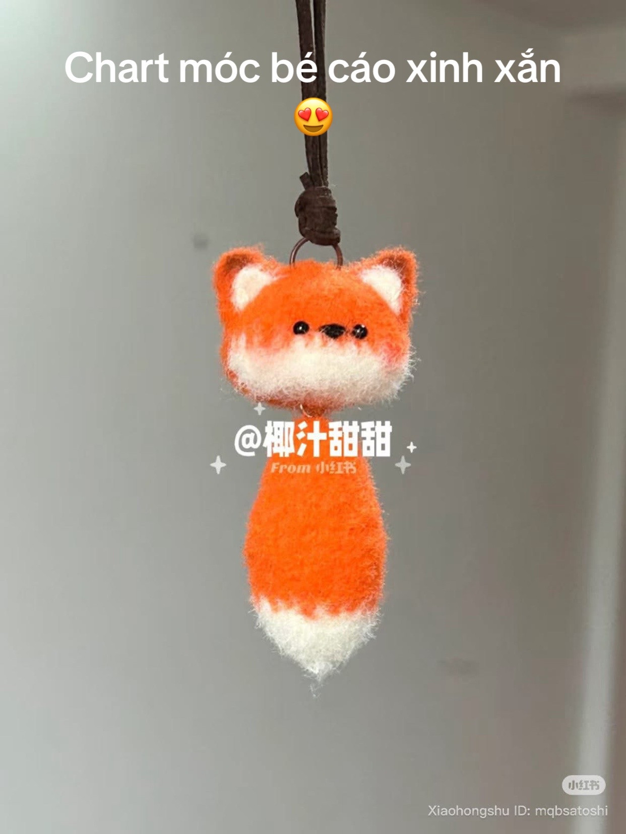 Cute Crochet Fox Keychain Pattern with Cotton Candy Yarn