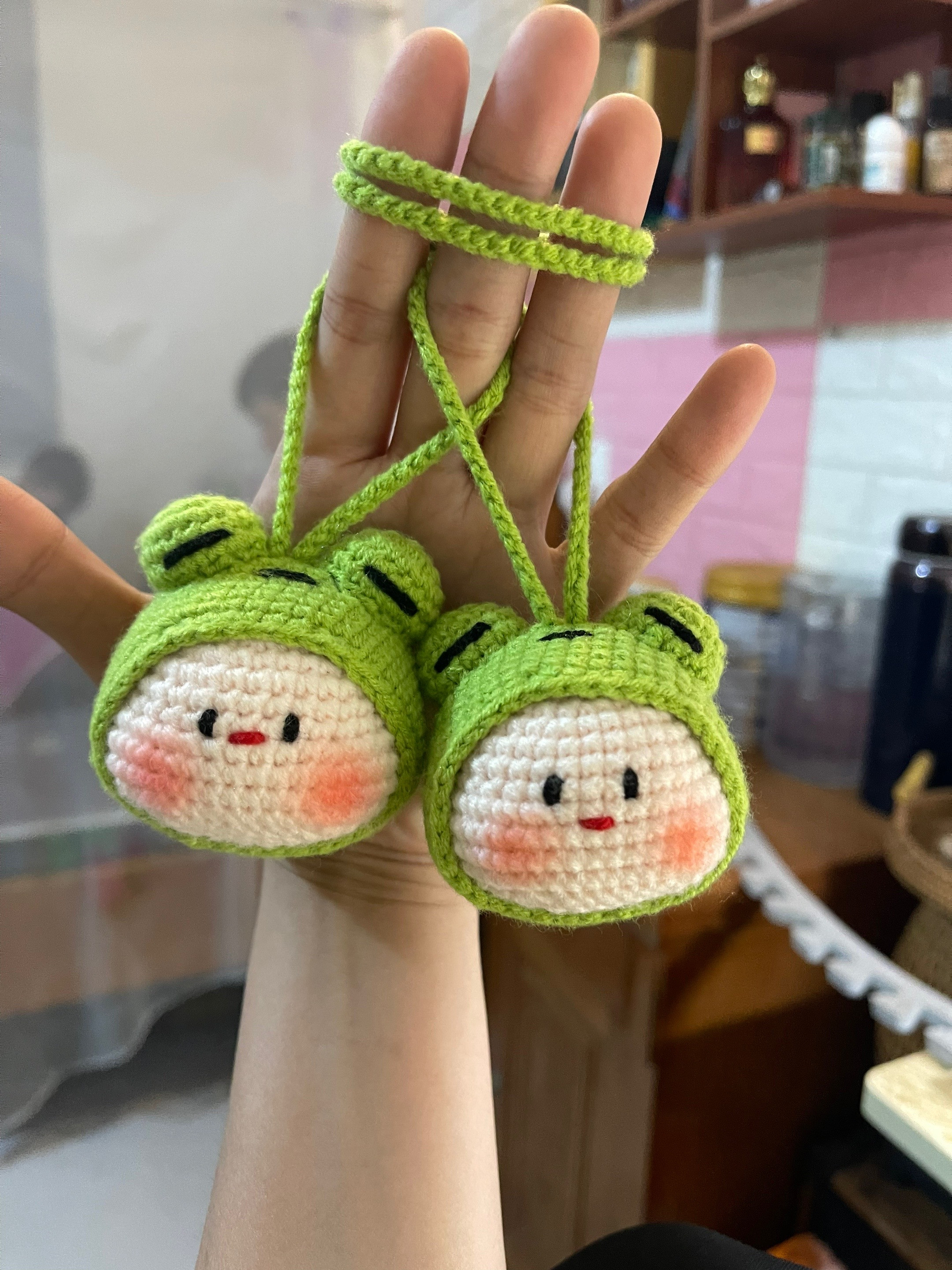 Cute Crochet Frog Onigiri Keychain Pattern Tutorial