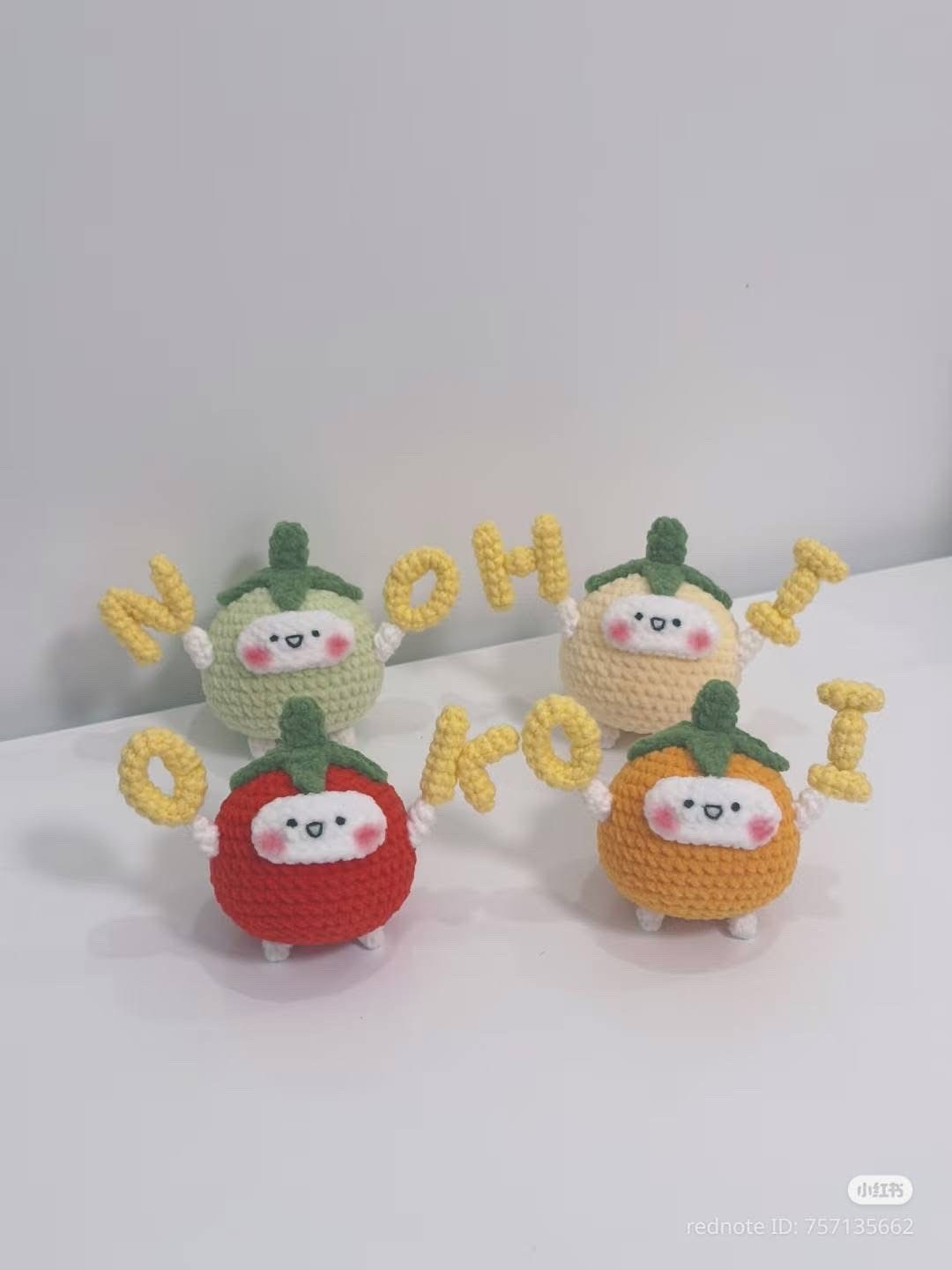 Cute Crochet Fruit Dolls Pattern with 'NOHIO' Letters
