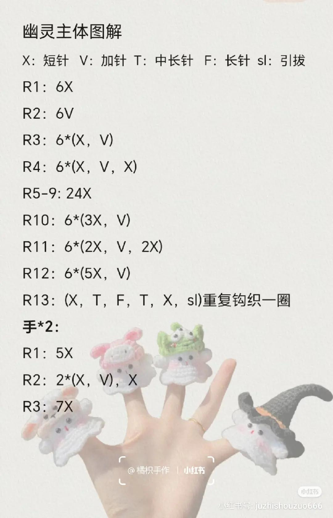 Cute Crochet Ghost Finger Puppets and Keychains Pattern