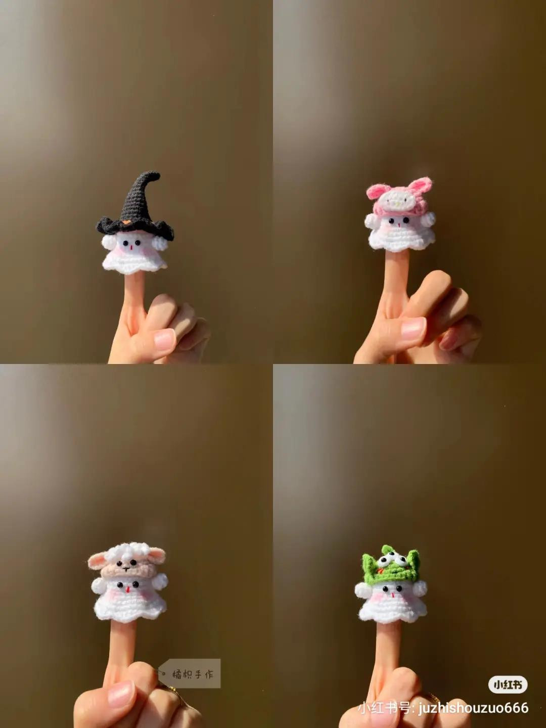 Cute Crochet Ghost Finger Puppets and Keychains Pattern