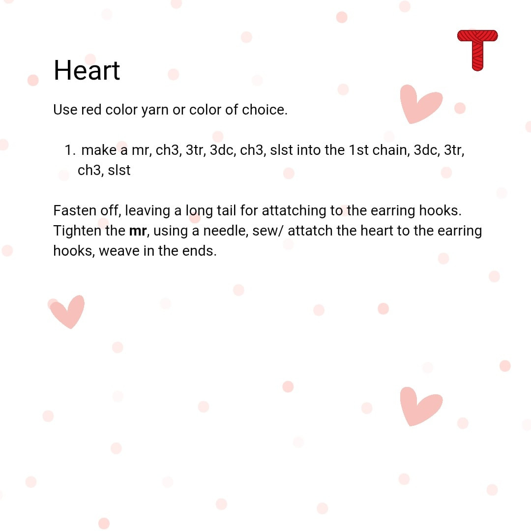 Cute Crochet Heart Earrings Free Pattern for Valentine's Day