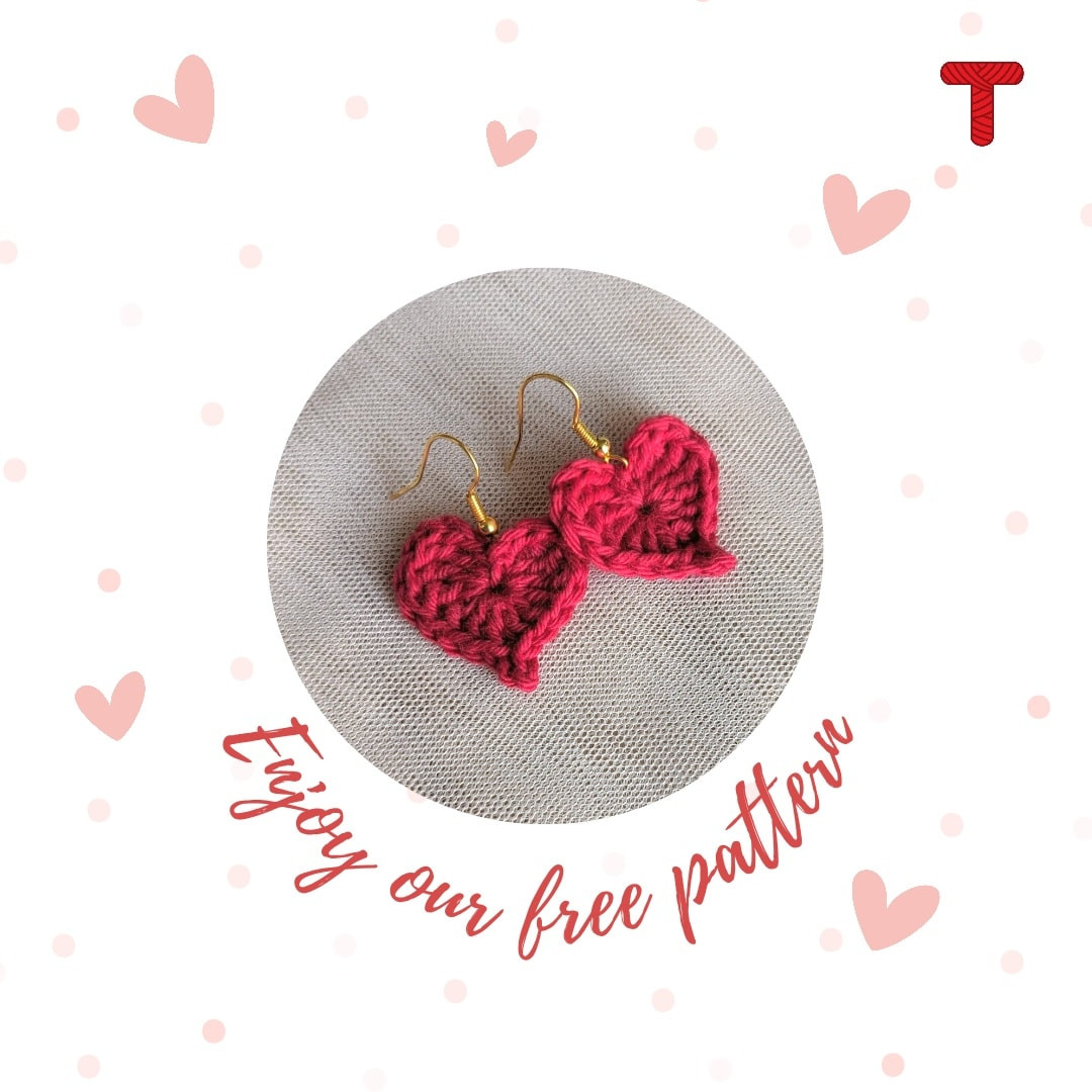 Cute Crochet Heart Earrings Free Pattern for Valentine's Day