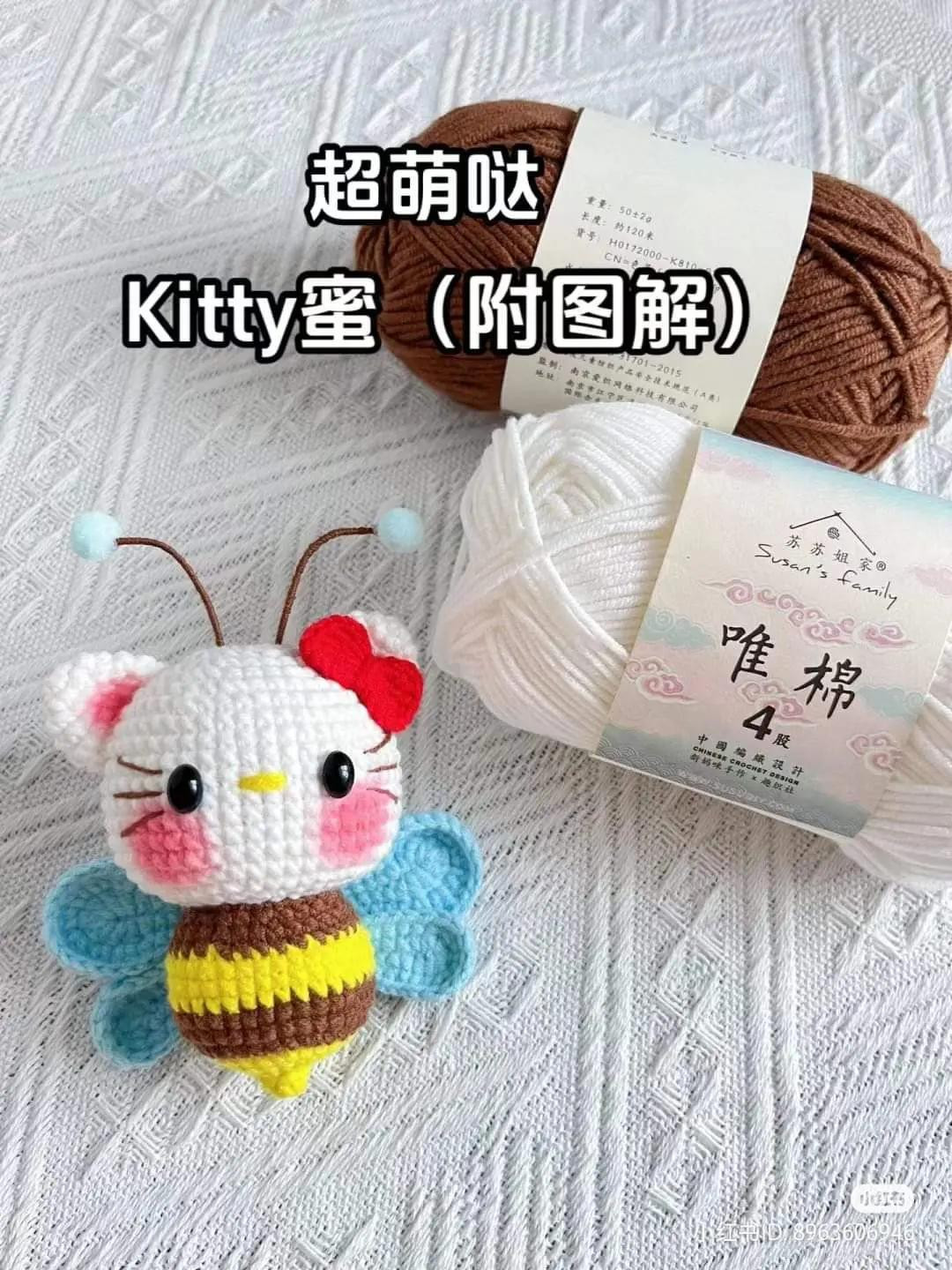 Cute Crochet Hello Kitty Bee Doll Pattern with Instructions