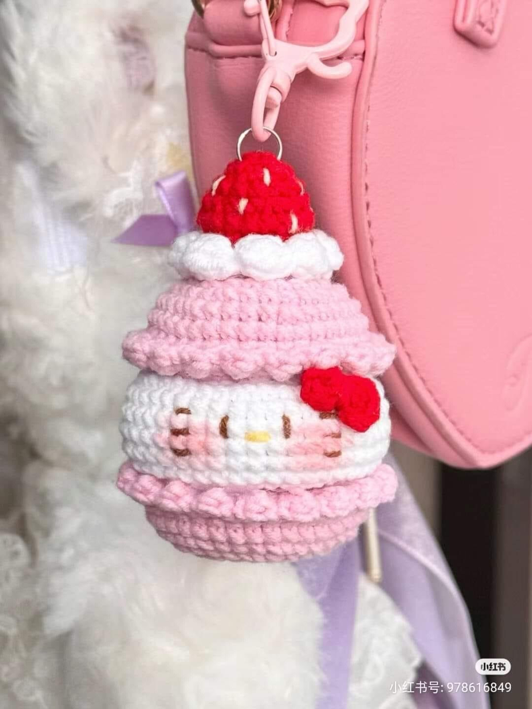 Cute Crochet Hello Kitty Skewer and Apple Pattern Chart