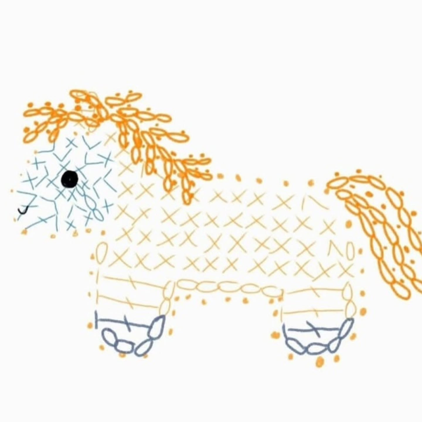 Cute Crochet Horse Hair Clip with Floral Embroidery Pattern