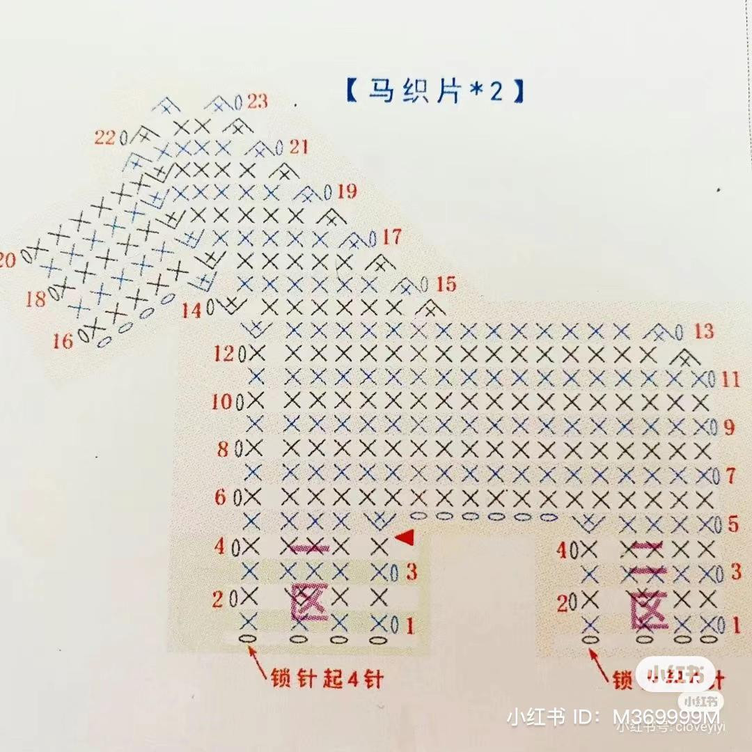Cute Crochet Horse Keychain Flat Chart Pattern