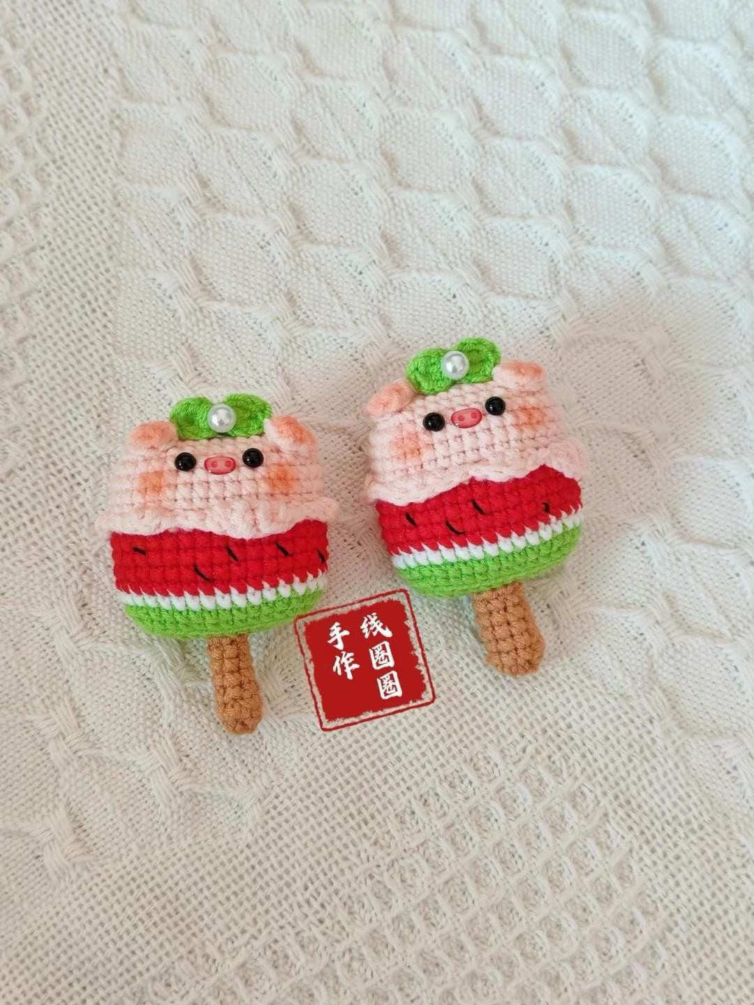 Cute Crochet Ice Cream Popsicle Patterns: Watermelon Pig, My Melody, and Hello Kitty Amigurumi Tutorials