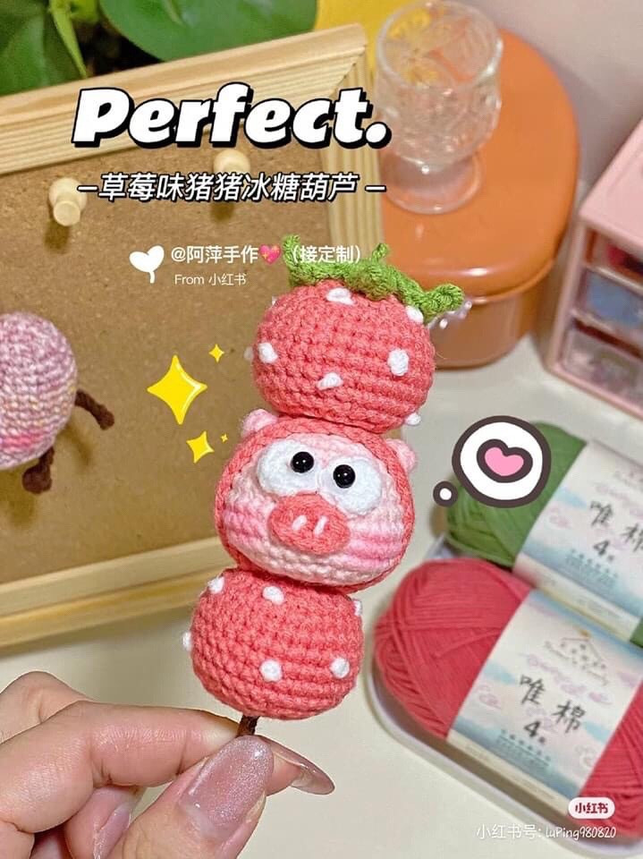 Cute Crochet Keychains: Pig in Ice Cream Cone and Bear Bee Amigurumi Patterns