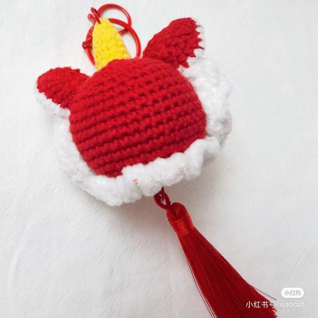 Cute Crochet Lion Dance Head Keychain Tutorial