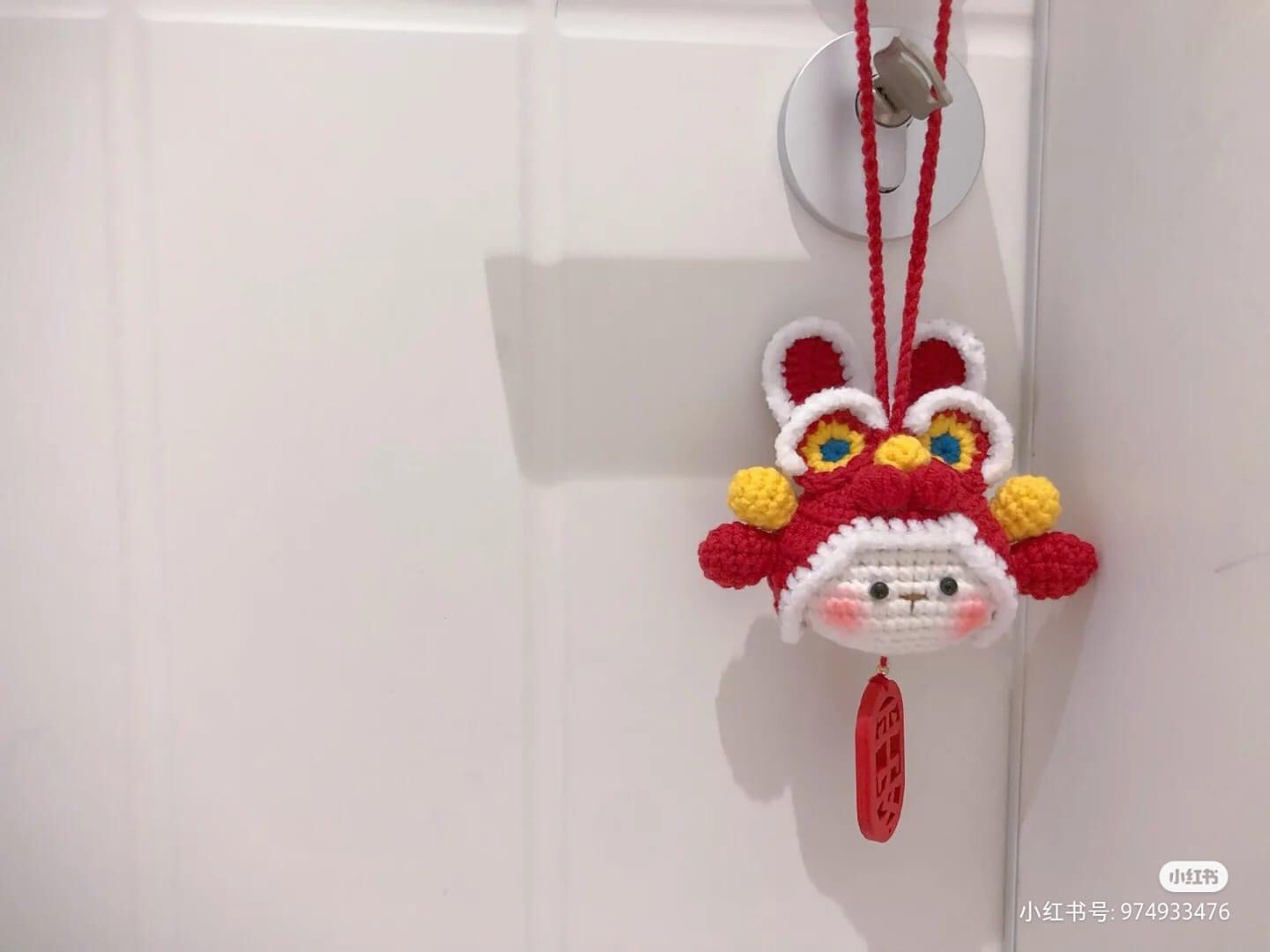Cute Crochet Lion Dance Rabbit Ornament for Chinese New Year