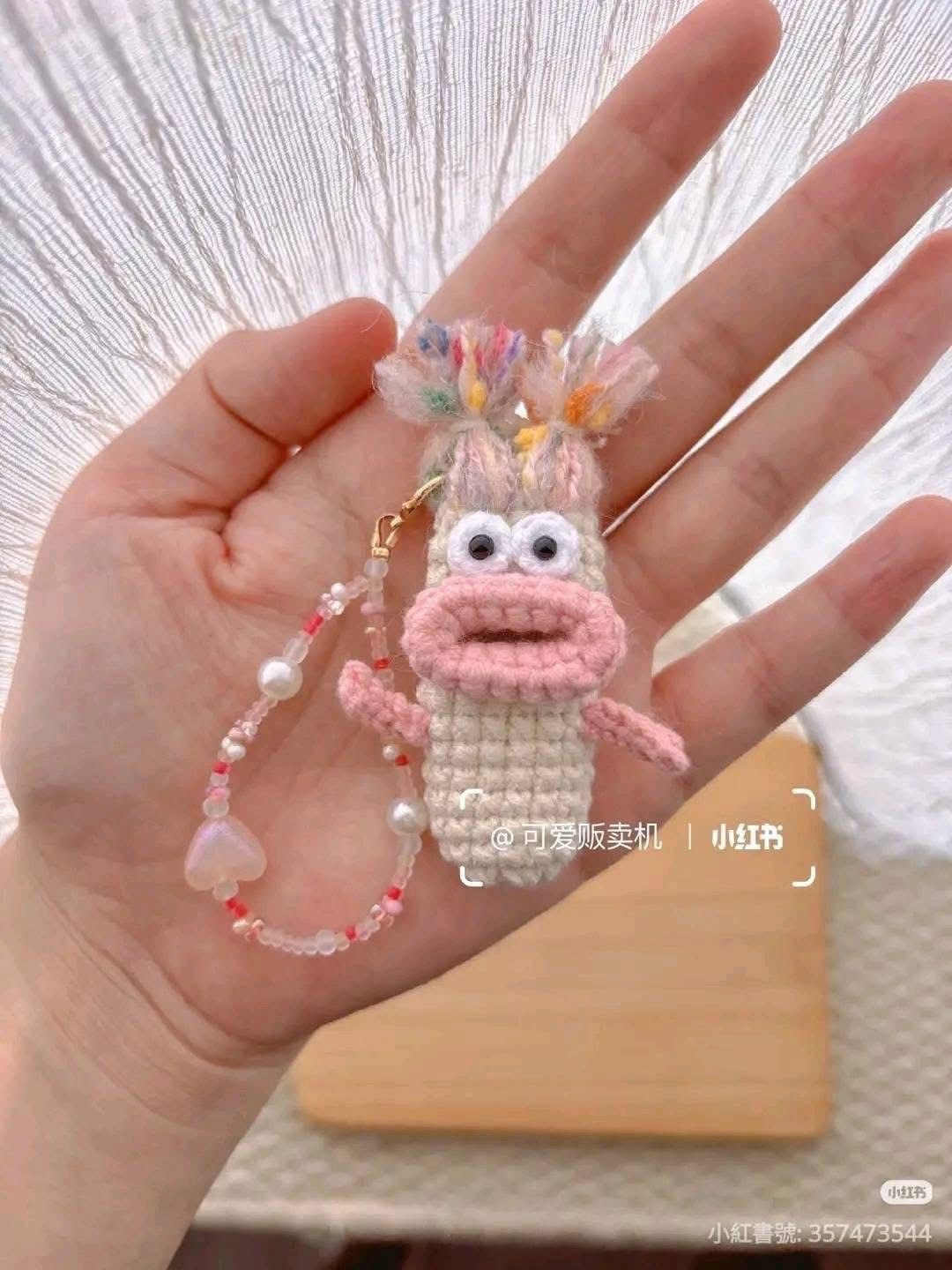 Cute Crochet Monster Keychain Pattern with Beads