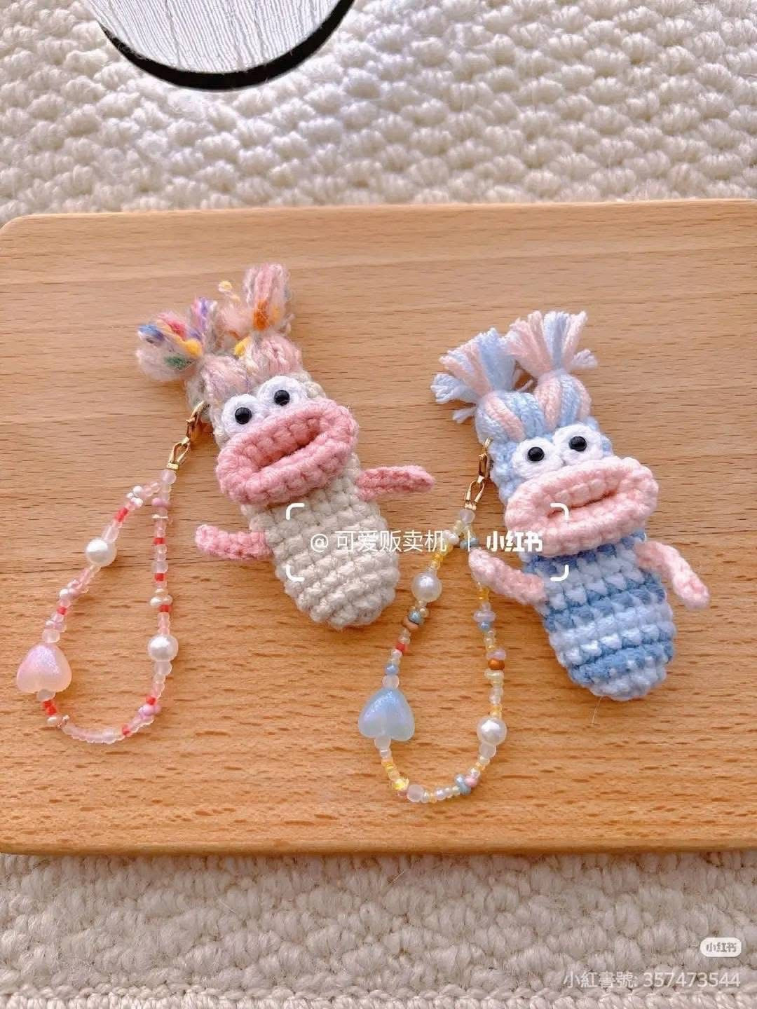 Cute Crochet Monster Keychain Pattern with Beads