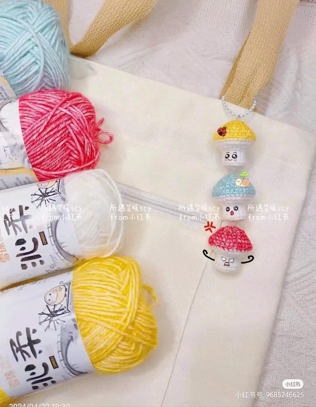 Cute Crochet Mushroom Bag Charm Pattern Chart