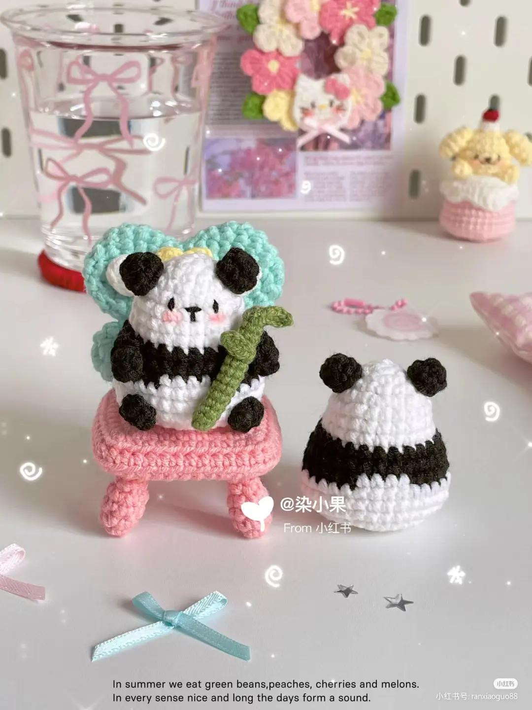 Cute Crochet Panda Amigurumi Pattern with Bamboo and Chair Tutorial