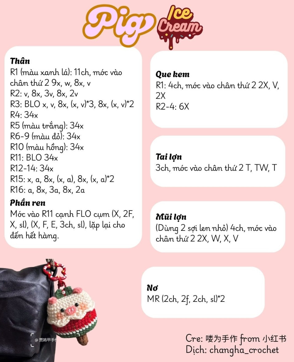 Cute Crochet Pig Keychain