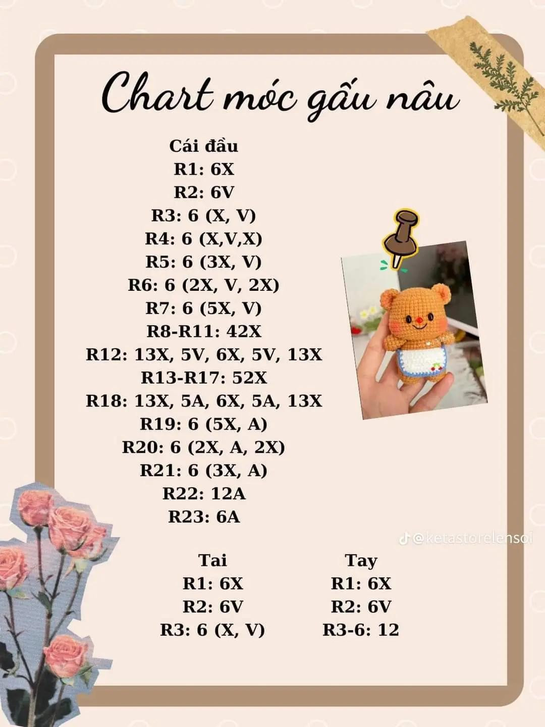 Cute Crochet Pig Skewer and Bear Cookie Amigurumi Patterns with Free Chart Instructions