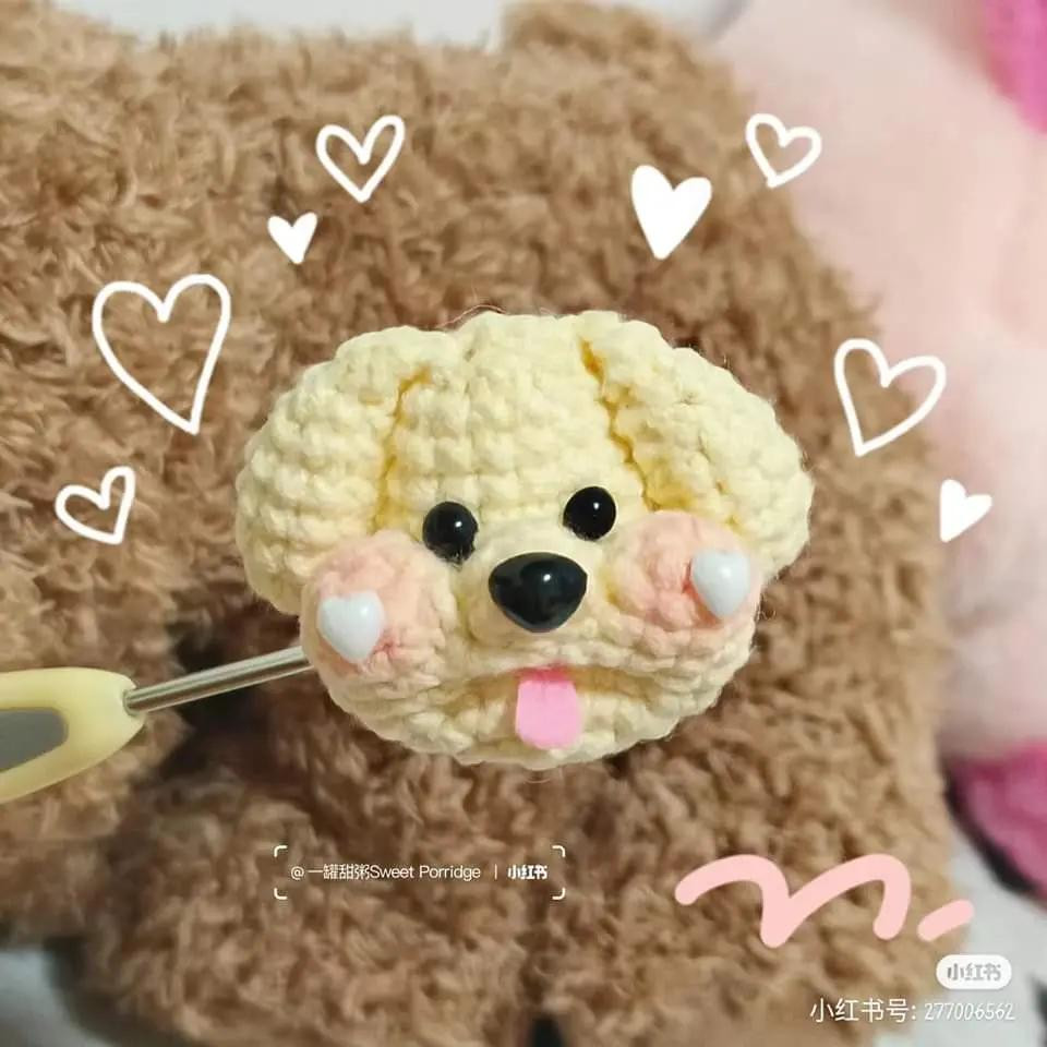 Cute Crochet Poodle Dog Face Amigurumi Pattern Chart Tutorial