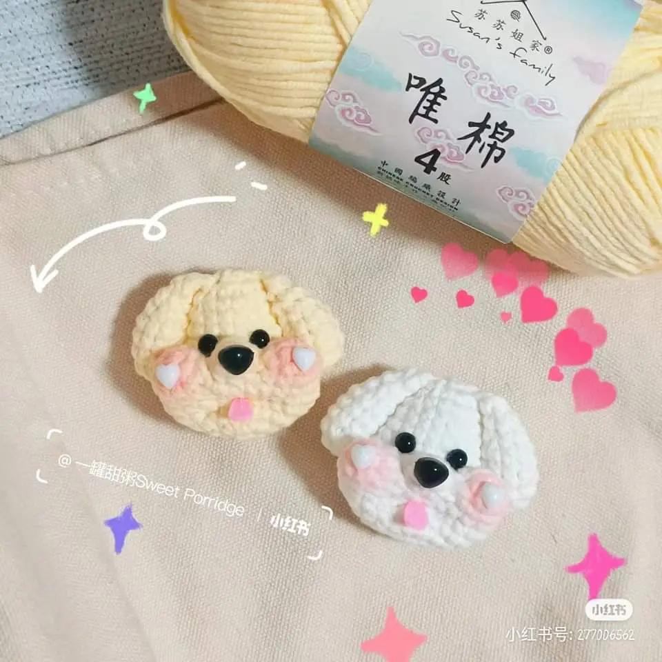 Cute Crochet Poodle Dog Face Amigurumi Pattern Chart Tutorial