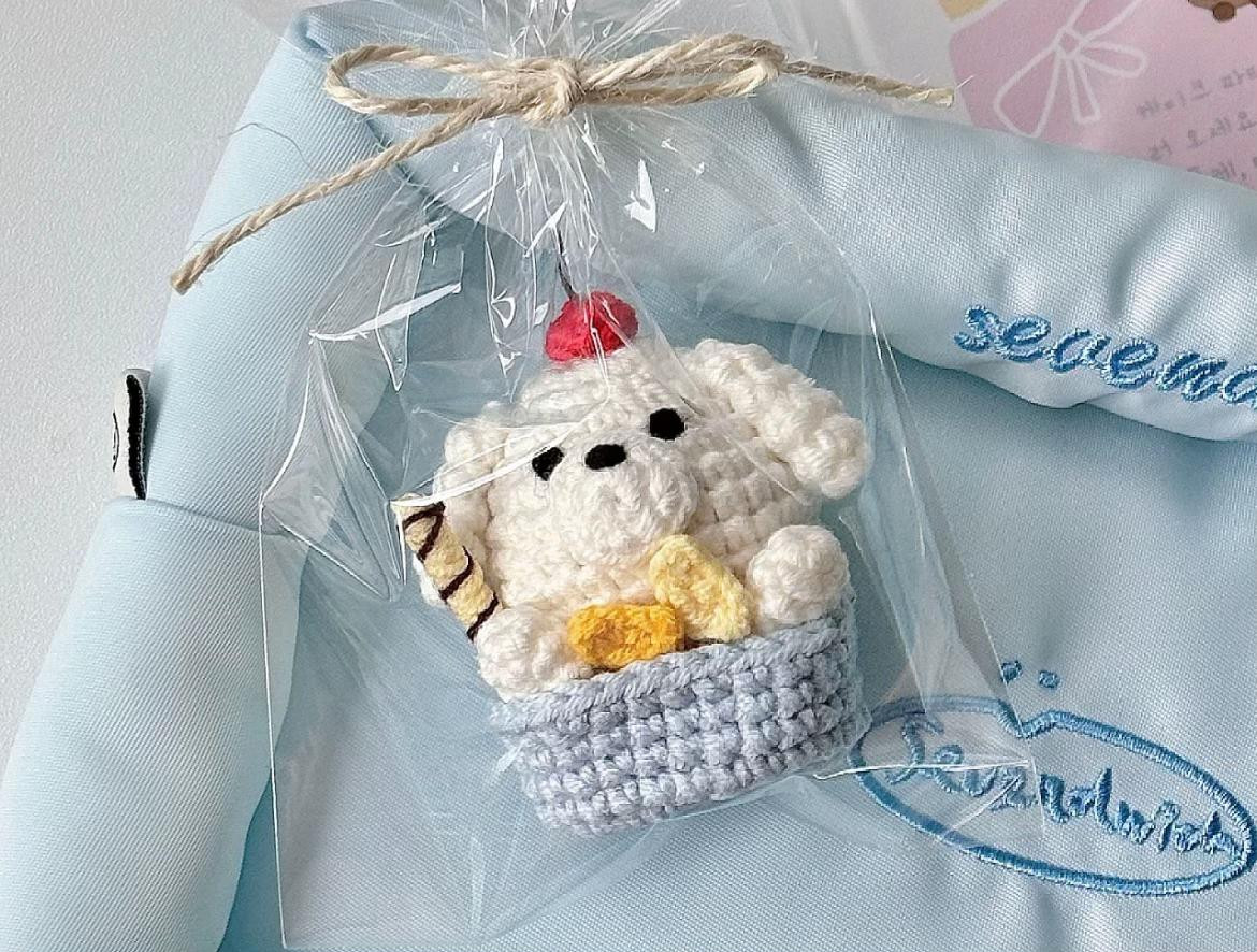 Cute Crochet Puppy Ice Cream Sundae Amigurumi Pattern with Chart