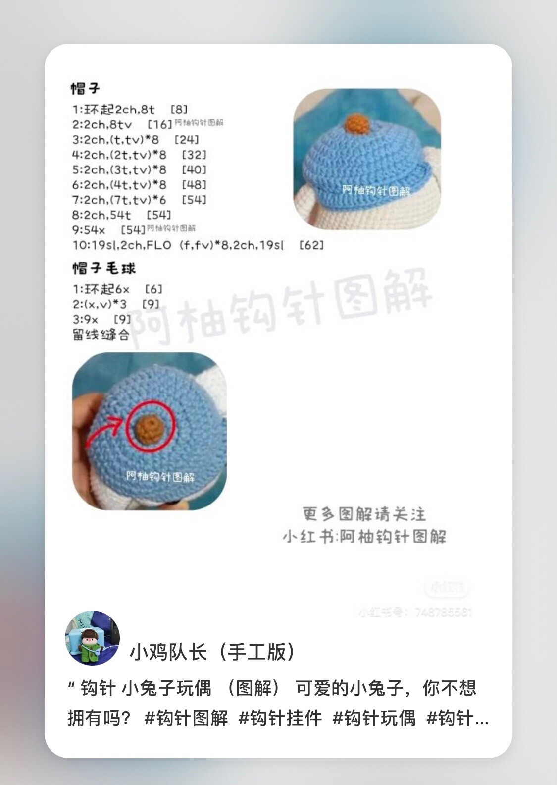 Cute Crochet Rabbit Doll Amigurumi Pattern Chart with Blue and Green Overalls