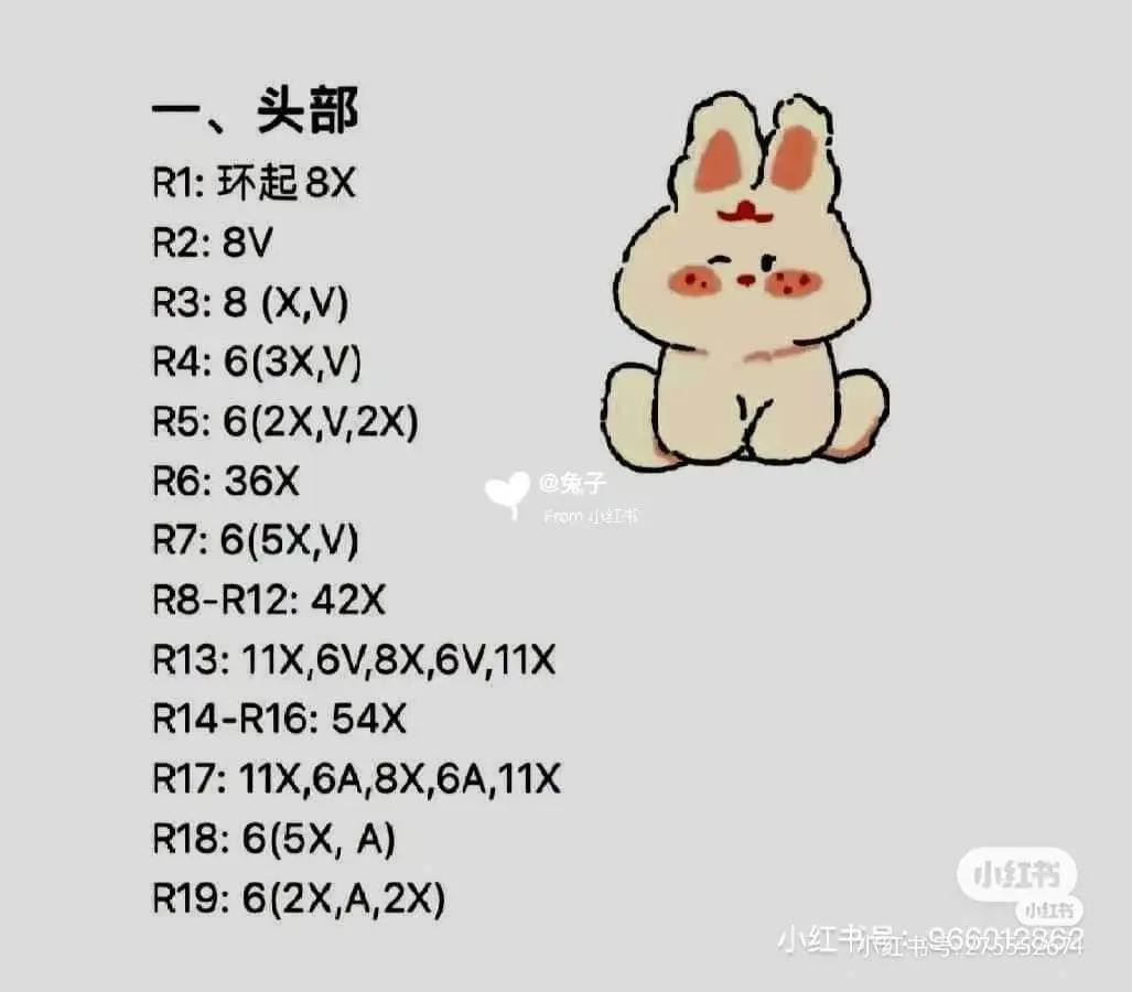 Cute Crochet Rabbit Doll Pattern Chart