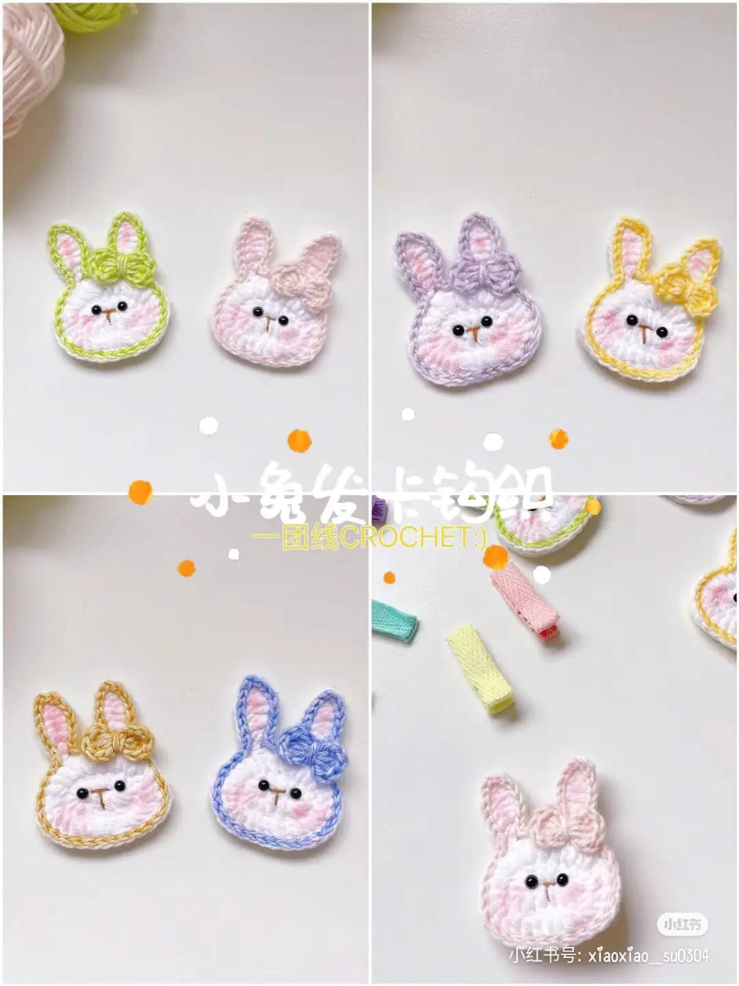 Cute Crochet Rabbit Hair Clip and Brooch Pattern with Chart