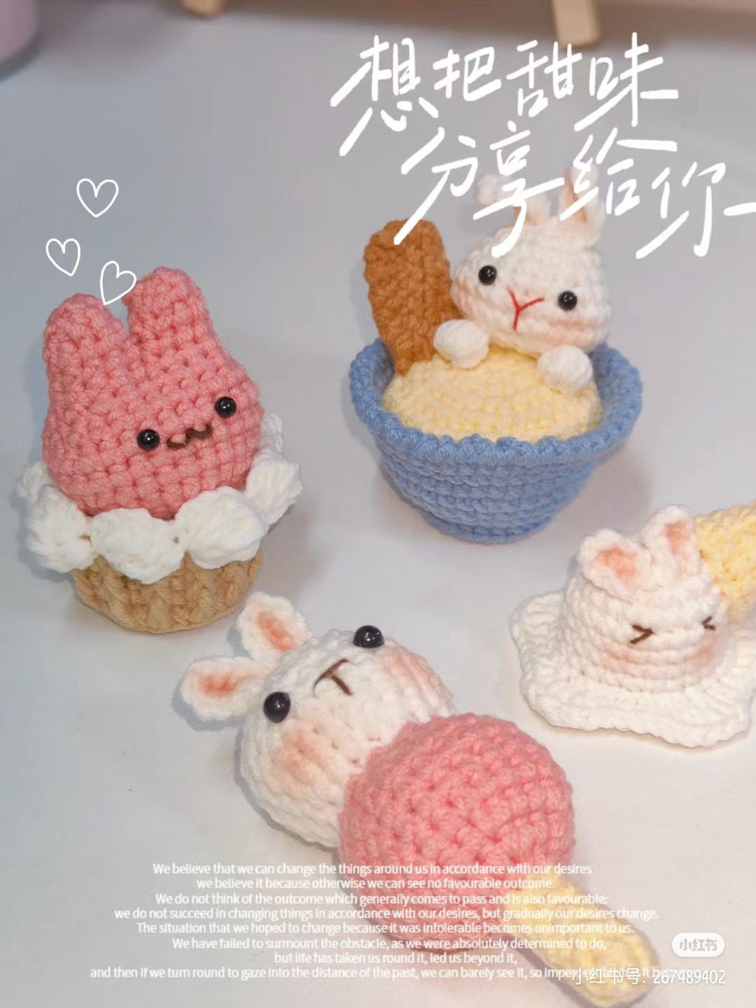 Cute Crochet Rabbit Patterns: Mochi Bowl, Cupcake, and Tanghulu