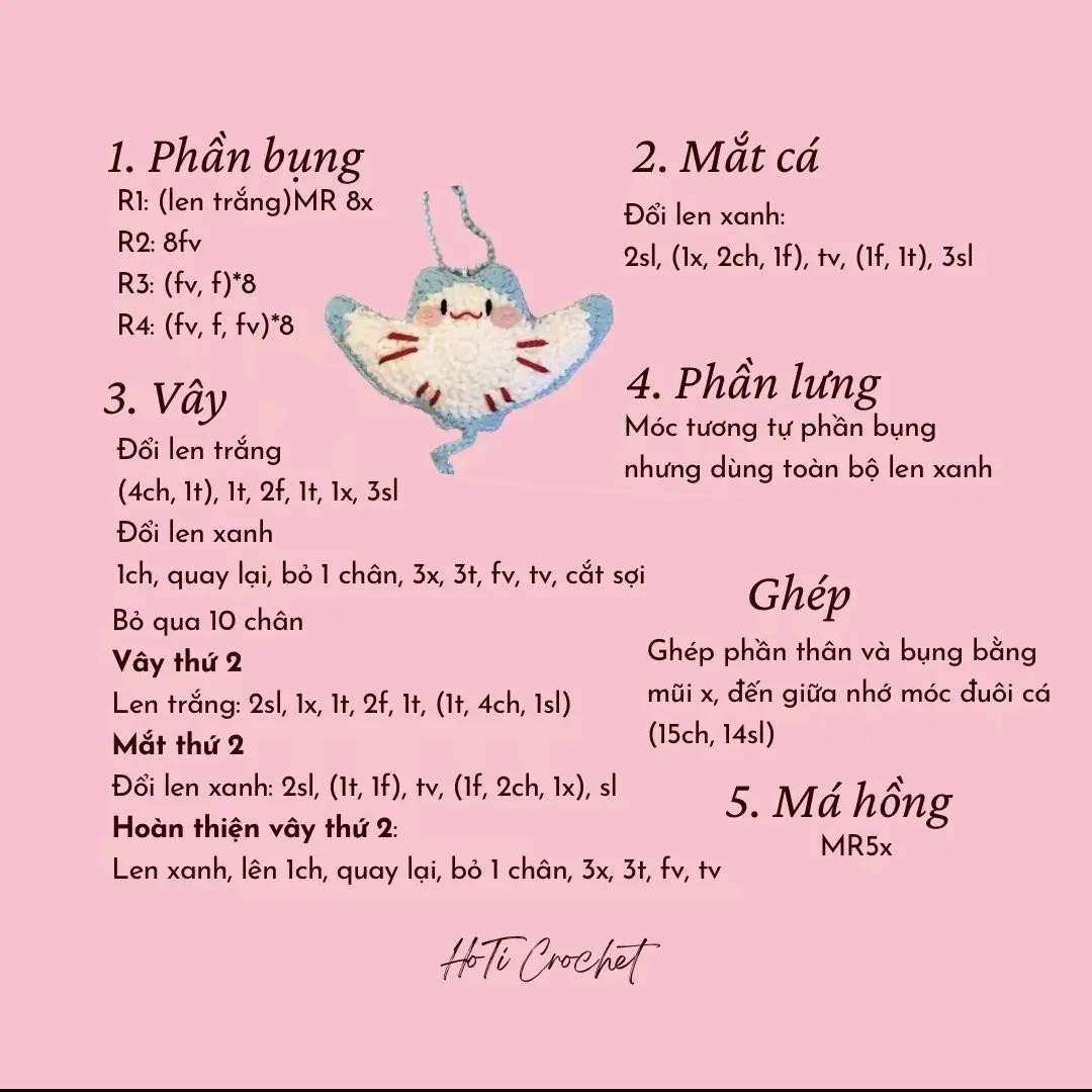 Cute Crochet Stingray and Chocolate Ice Cream Cone Flat Charts with Step-by-Step Instructions