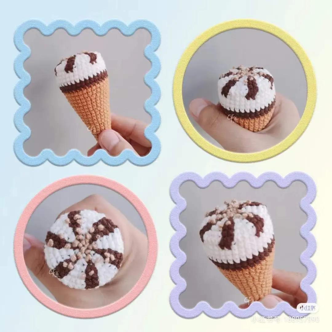 Cute Crochet Stingray and Chocolate Ice Cream Cone Flat Charts with Step-by-Step Instructions