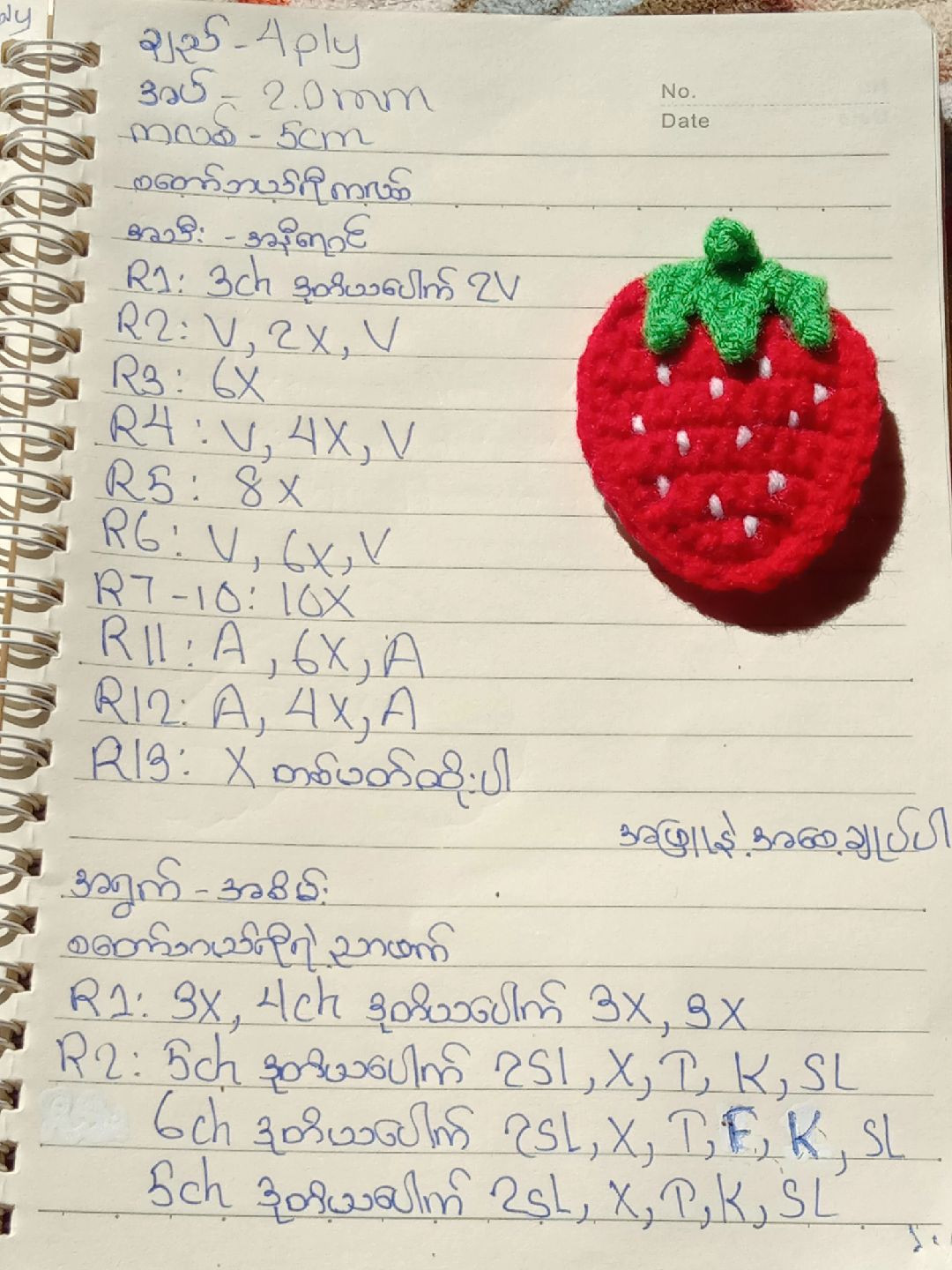 Cute Crochet Strawberry and Chicken Flat Charts